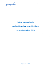 Izjava o upravljanju družbe Geoplin 2016